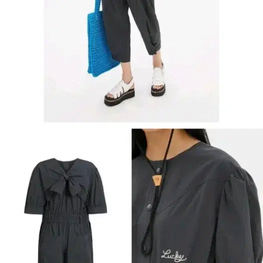 [BUNJANG] Lucky Chouette Back Ribbon Jumpsuit / 럭키슈에뜨 백리본 점프슈트