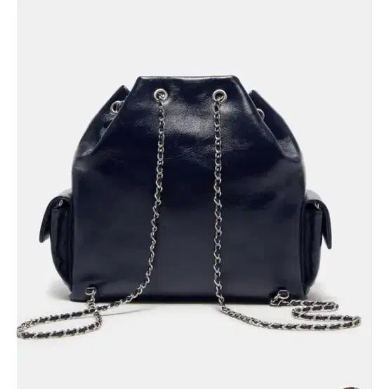 [BUNJANG] Couronne Chain Backpack Tote Shoulder Bag Dark Navy / 신상 쿠론 체인백팩 토트백 숄더백 다크네이비