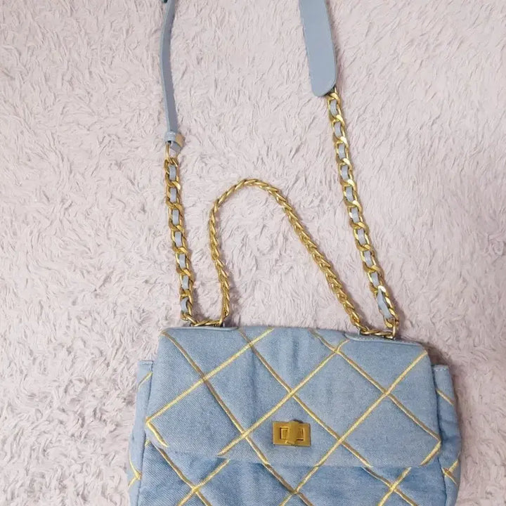 [BUNJANG] Denim Chain Crossbody Bag / 데님 체인 크로스백 숄더백