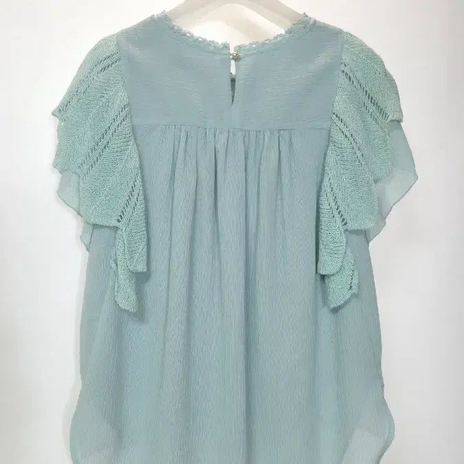 [BUNJANG] Osé 2nd Crochet Knit Top / 한섬 오즈세컨 프릴슬리브 크로쉐 니트 탑 44~55