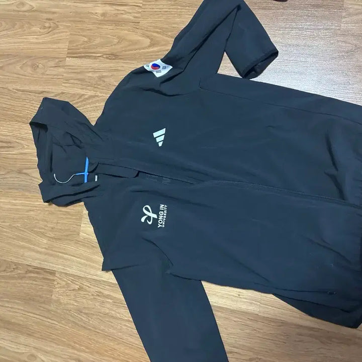 [BUNJANG] Adidas Yongin University Black Windbreaker / 아디다스 바람막이 용인대 검정색