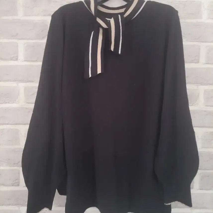 [BUNJANG] Slow Urban Ribbon Tie Black Knit Top / 슬로우어반 리본타이 블랙니트77/알뜰한여우