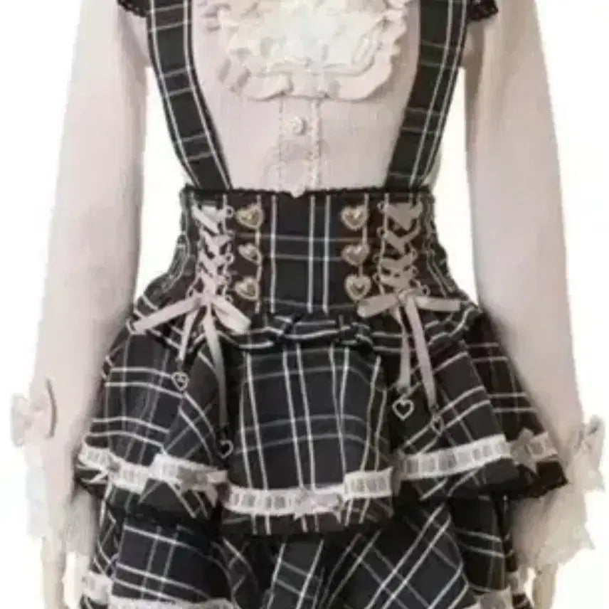 [BUNJANG] Liz Lisa Gingham Ladder Suspender Skirt / 리즈리사 깅엄 사다리 서스펜더 스카판 스커트 정품