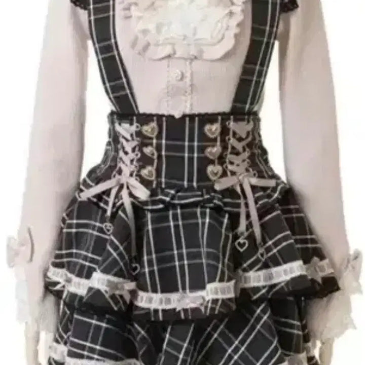 [BUNJANG] Liz Lisa Gingham Ladder Suspender Skirt / 리즈리사 깅엄 사다리 서스펜더 스카판 스커트 정품