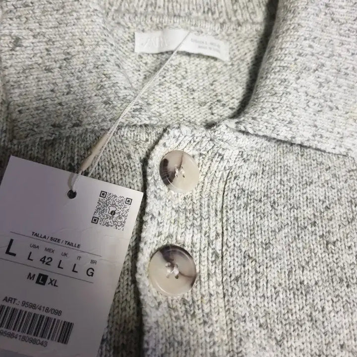 [BUNJANG] ZARA Structure Cotton Polo Long Sleeve Oatmeal Gray (L) / (새상품) 자라 스트럭처 코튼100% 폴로 롱슬리브 오트밀 그레이 (L)