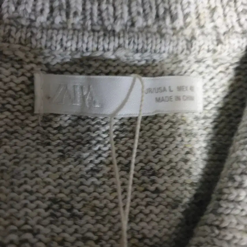 [BUNJANG] ZARA Structure Cotton Polo Long Sleeve Oatmeal Gray (L) / (새상품) 자라 스트럭처 코튼100% 폴로 롱슬리브 오트밀 그레이 (L)