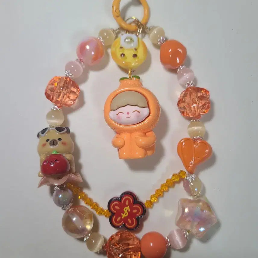 [BUNJANG] Rainbow Orange Bead Strap / +무지개 주황 비즈 스트랩+