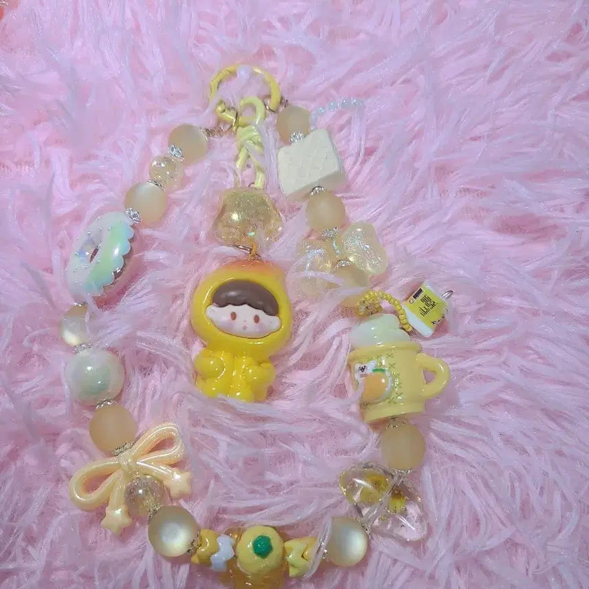 [BUNJANG] Rainbow Yellow Beaded Strap / +무지개 노랑 비즈 스트랩+