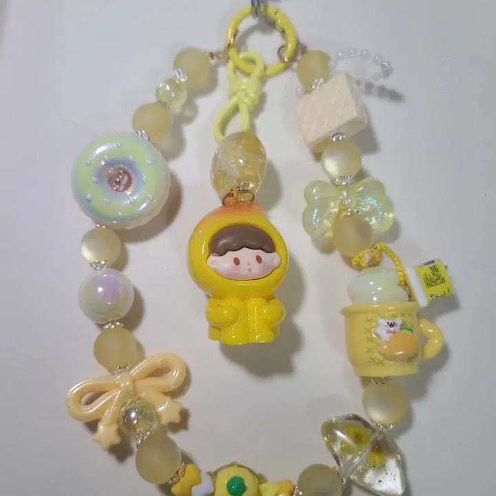 [BUNJANG] Rainbow Yellow Beaded Strap / +무지개 노랑 비즈 스트랩+