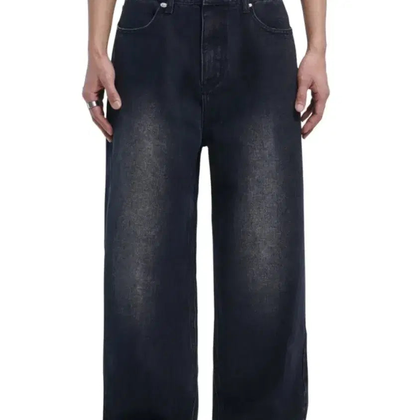 [BUNJANG] No-Manual Washed Denim Pants Black XS / 택O) 빛오 착용 노매뉴얼 워싱 데님 팬츠 블랙 XS 청바지 세미와이드