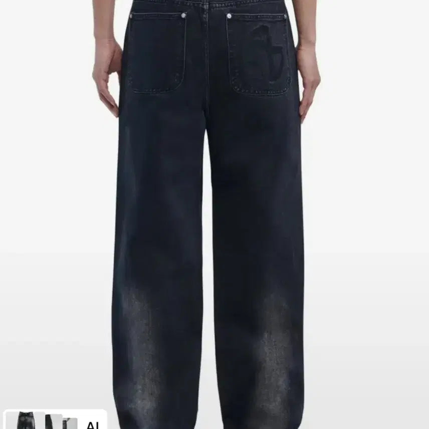 [BUNJANG] No-Manual Washed Denim Pants Black XS / 택O) 빛오 착용 노매뉴얼 워싱 데님 팬츠 블랙 XS 청바지 세미와이드