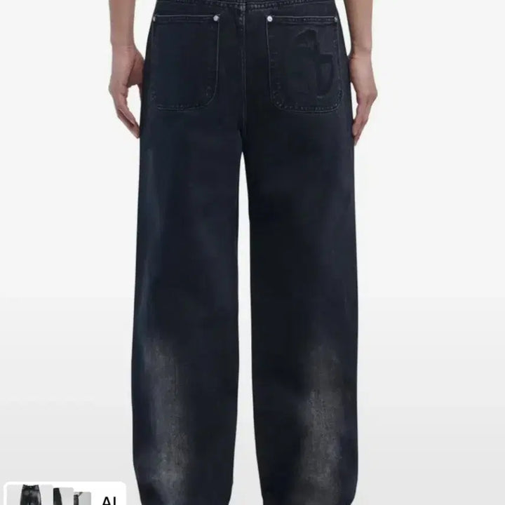 [BUNJANG] No-Manual Washed Denim Pants Black XS / 택O) 빛오 착용 노매뉴얼 워싱 데님 팬츠 블랙 XS 청바지 세미와이드
