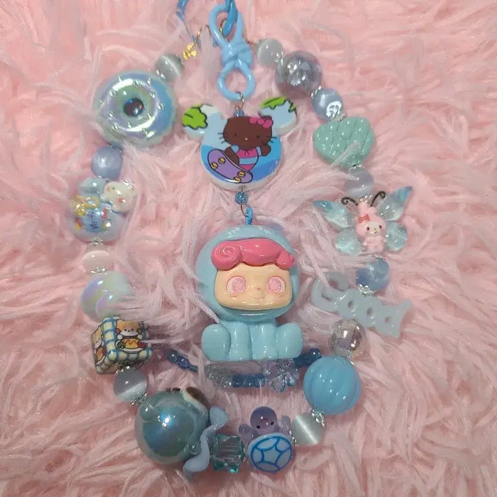[BUNJANG] Rainbow Blue Bead Strap / +무지개 파랑 비즈 스트랩+