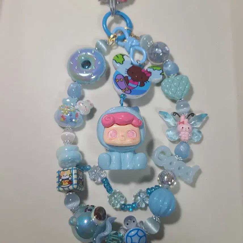 [BUNJANG] Rainbow Blue Bead Strap / +무지개 파랑 비즈 스트랩+