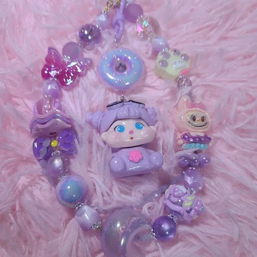 [BUNJANG] Rainbow Purple Beaded Strap / +무지개 보라 비즈 스트랩2+