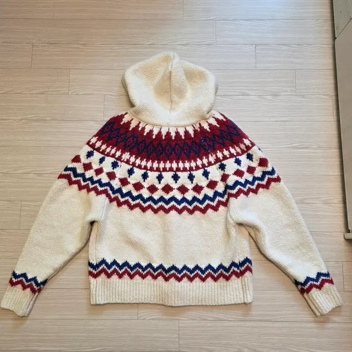 [BUNJANG] Nordic Beige Hooded Knit Cardigan (L) / 노르딕 후드 니트 가디건_베이지 L