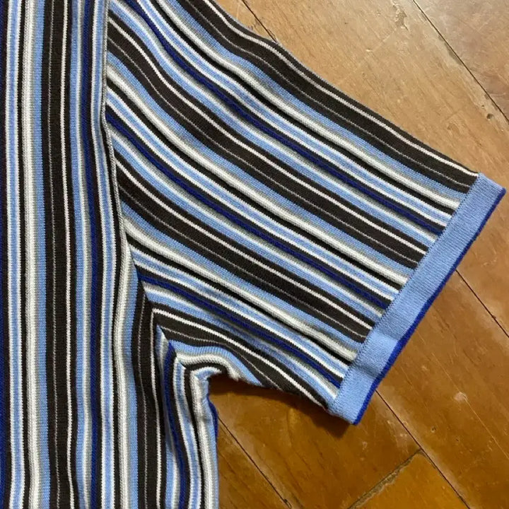[BUNJANG] Perry Ellis Striped Short Sleeve Knit Top / 페리엘리스 스트라이프 반팔 니트 100