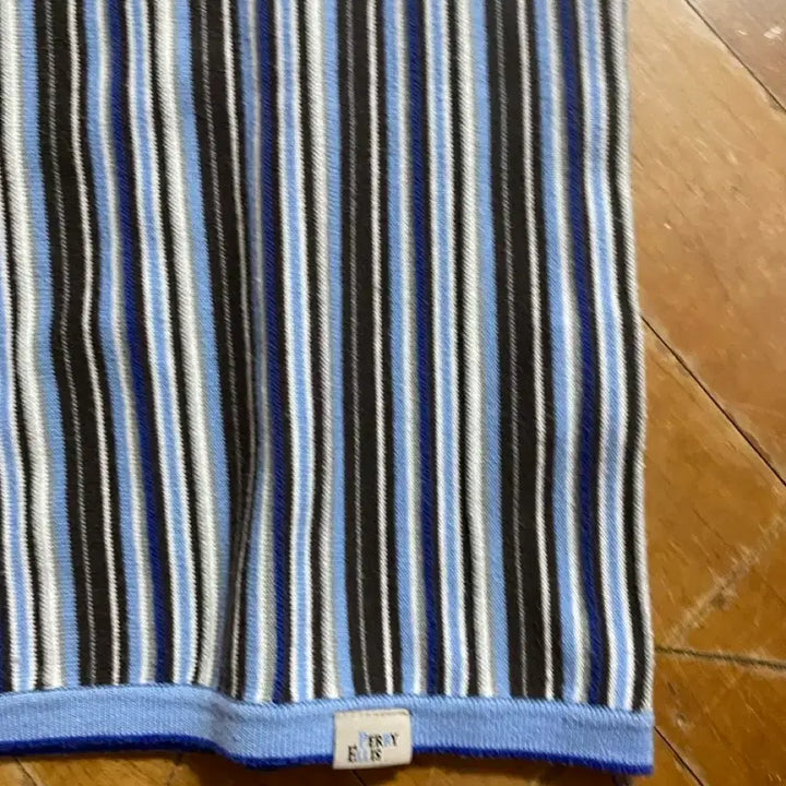 [BUNJANG] Perry Ellis Striped Short Sleeve Knit Top / 페리엘리스 스트라이프 반팔 니트 100
