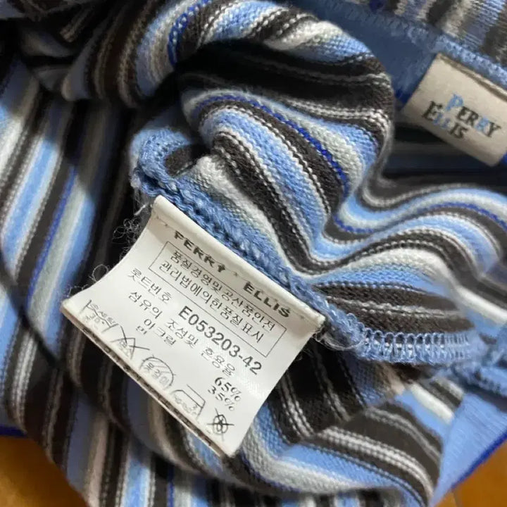 [BUNJANG] Perry Ellis Striped Short Sleeve Knit Top / 페리엘리스 스트라이프 반팔 니트 100