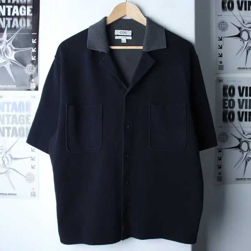 [BUNJANG] COS Navy Cotton Short Sleeve Collar Shirt / (M-XL) 코스 반팔 카라 티셔츠 셔츠 남방 네이비 면-1860E