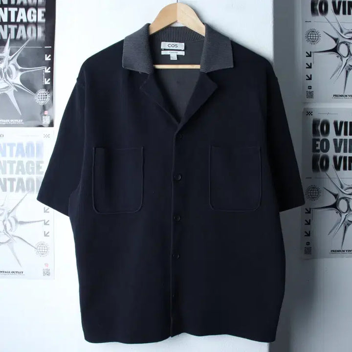[BUNJANG] COS Navy Cotton Short Sleeve Collar Shirt / (M-XL) 코스 반팔 카라 티셔츠 셔츠 남방 네이비 면-1860E