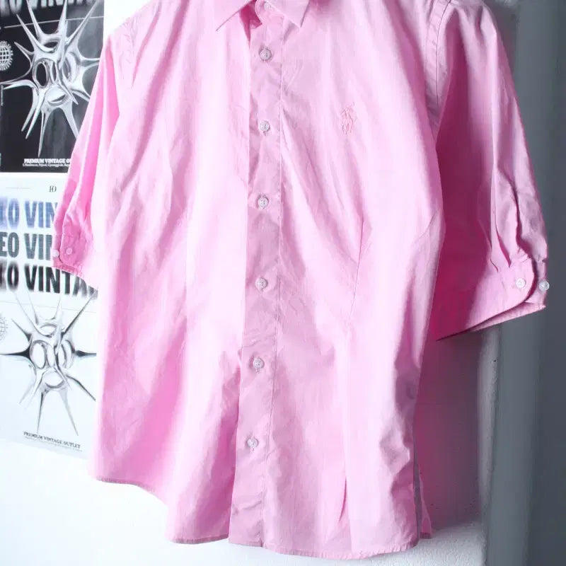 [BUNJANG] Polo Ralph Lauren Pink Short Sleeve Shirt / W(S) 폴로 랄프로렌 반팔 카라 티셔츠 셔츠 남방 핑크-1860F