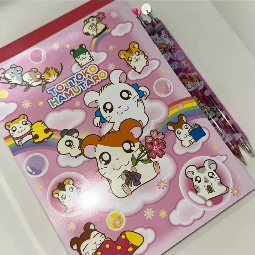 [BUNJANG] Hamster Pink Stationery Bundle Set / 레어 샤프볼펜+편지지 햄토리 세트 빈티지 방가방가햄토리 문구