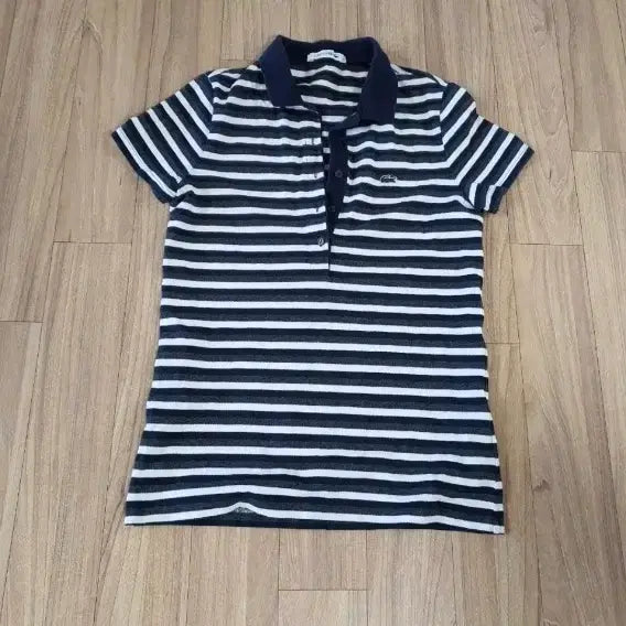 [BUNJANG] Lacoste Striped Short-Sleeve Polo Shirt Women&