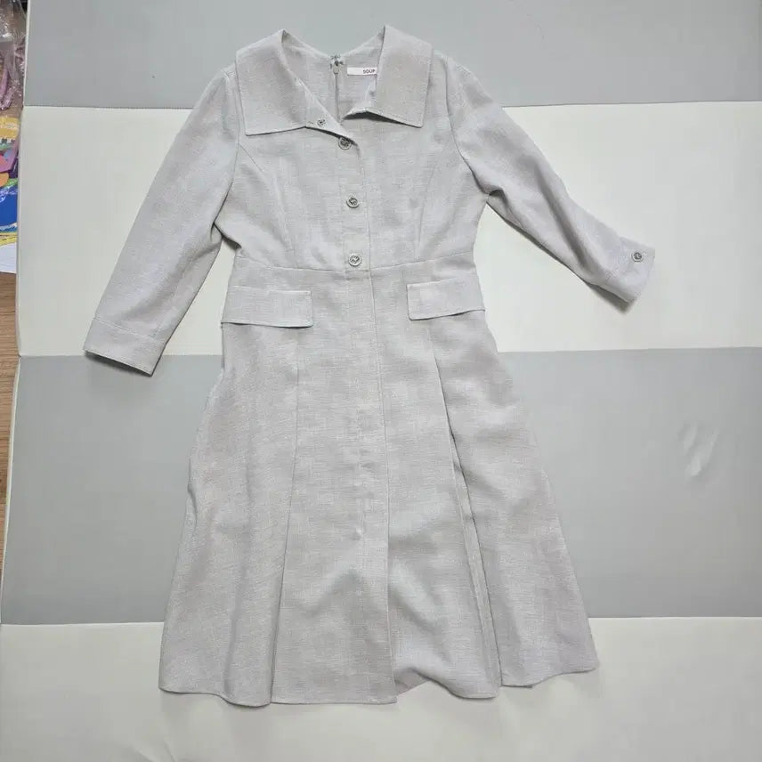 [BUNJANG] SOUP Linen Blend Midi Dress Beige Size 66 / SOUP 숲 베이지 린넨 혼방 원피스 66 새상품 하객룩