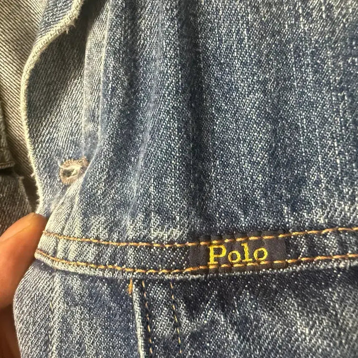 [BUNJANG] Polo Denim Trucker Jacket Painting Wash XL / 폴로 데님 트러커 자켓 페인팅 워싱XL