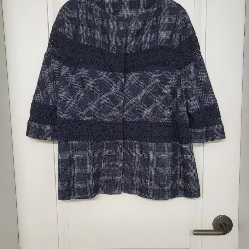 [BUNJANG] Check Lace Point Jacket Navy / 손st. 체크 레이스 포인트 자켓