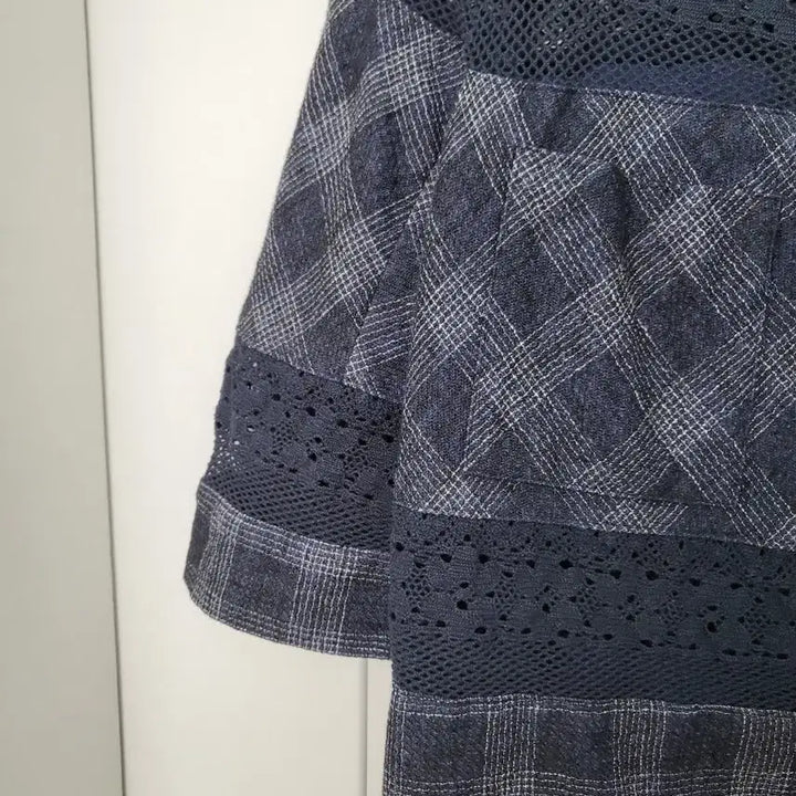 [BUNJANG] Check Lace Point Jacket Navy / 손st. 체크 레이스 포인트 자켓
