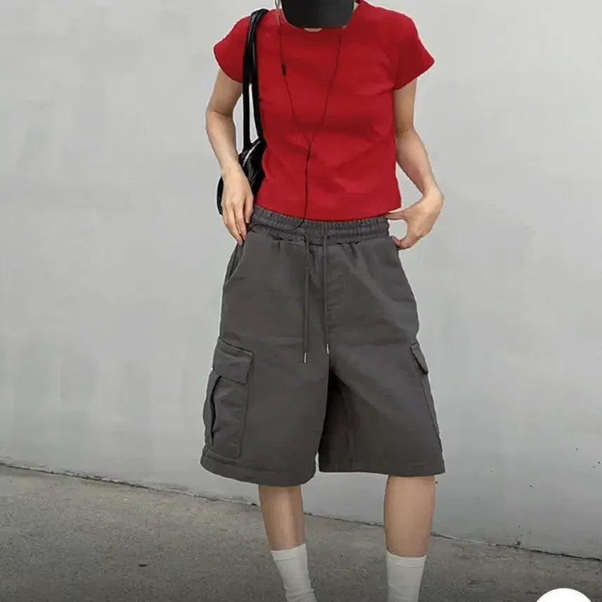 [BUNJANG] BlackUp B-Basic Raglan Short Sleeve T-shirt / 블랙업 B-BASIC 나그랑 반팔티 레드,화이트 M