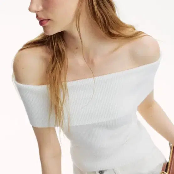 [BUNJANG] H&amp;M Rib Knit Off-shoulder Top / H&amp;M 리브니트 오프숄더 탑 화이트 [품절템]