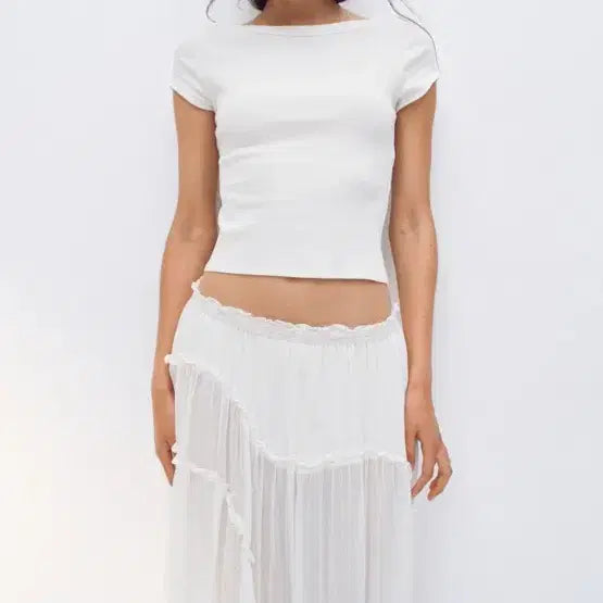 [SOLD OUT] H&amp;M 리브드 보트넥 탑 화이트 [품절템]