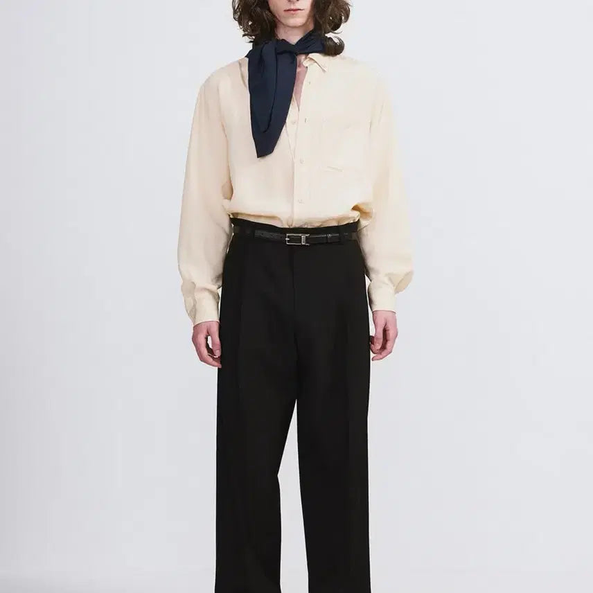 [SOLD OUT] 렉토 26ss 더블 플리츠 수트 팬츠 블랙 M