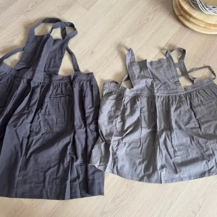 [BUNJANG] Simple Cotton Apron Set - Adult &amp; Child Sizes / 심플 면 앞치마 성인용 유아용 세트
