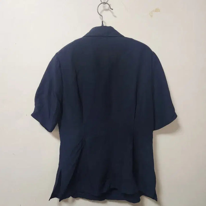 [BUNJANG] MOHAN Navy Linen Short-Sleeve Blouse S / MOHAN 모한 네이비 반팔 블라우스