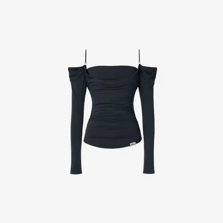 [BUNJANG] New Earlin Eve Draping Off-Shoulder Blouse - Black / 뉴얼린 이브 드레이핑 오프숄더 블라우스 블랙