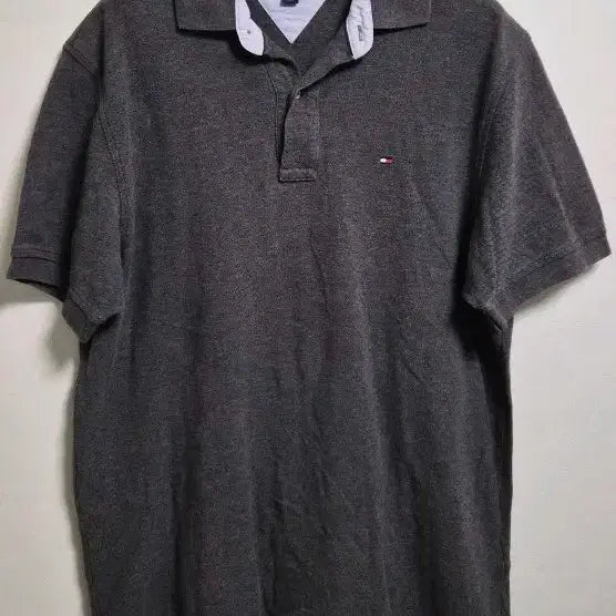 [BUNJANG] Tommy Hilfiger Charcoal Gray Short Sleeve Polo T-Shirt / 타미힐피거 차콜 그레이 반팔 폴로티셔츠