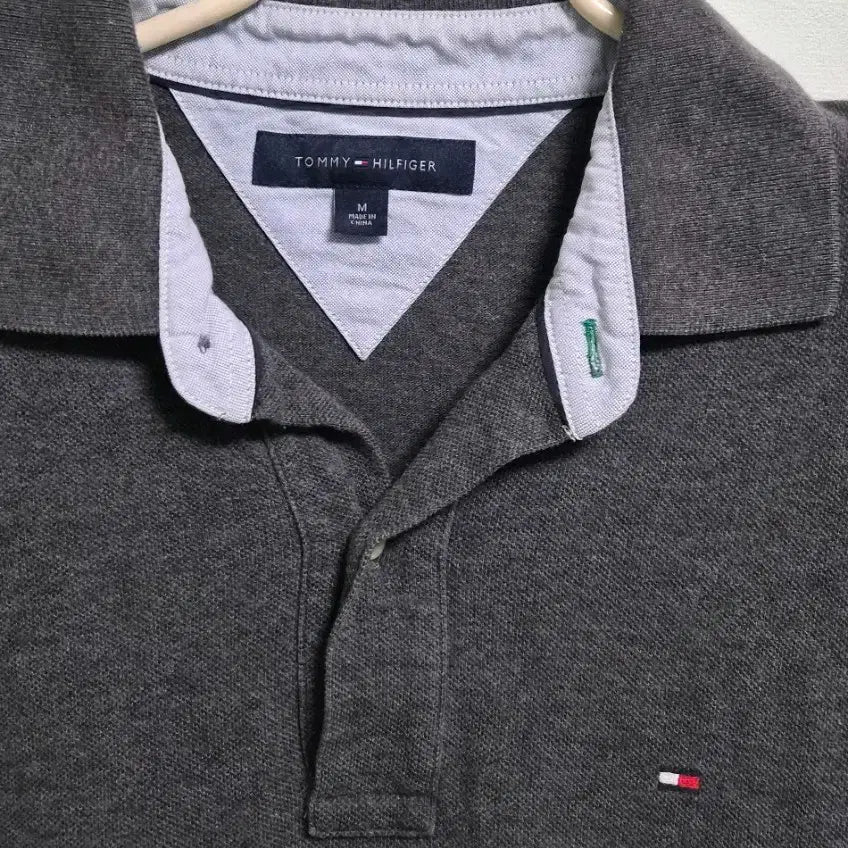 [BUNJANG] Tommy Hilfiger Charcoal Gray Short Sleeve Polo T-Shirt / 타미힐피거 차콜 그레이 반팔 폴로티셔츠