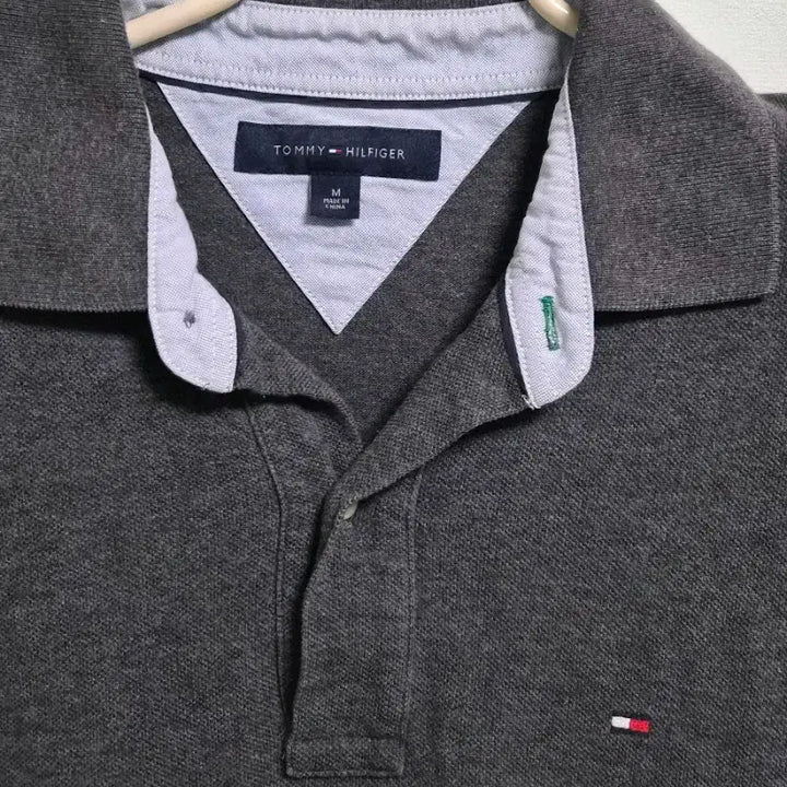 [BUNJANG] Tommy Hilfiger Charcoal Gray Short Sleeve Polo T-Shirt / 타미힐피거 차콜 그레이 반팔 폴로티셔츠