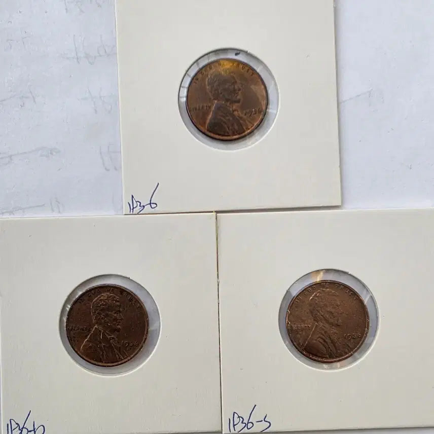 [BUNJANG] Lincoln 1936 Penny Set / 링컨 1센트 1936년도 3종 세트 미사용 페니