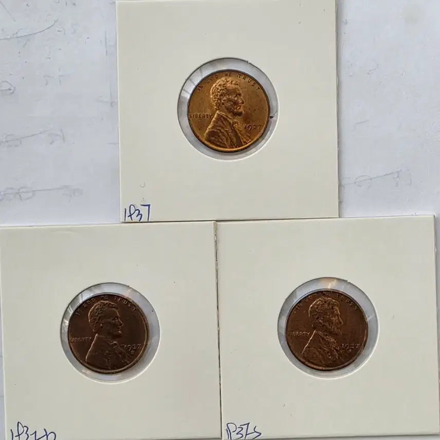 [BUNJANG] Lincoln 1937 Penny Set / 링컨 1센트 1937년도 3종 세트 미사용 페니
