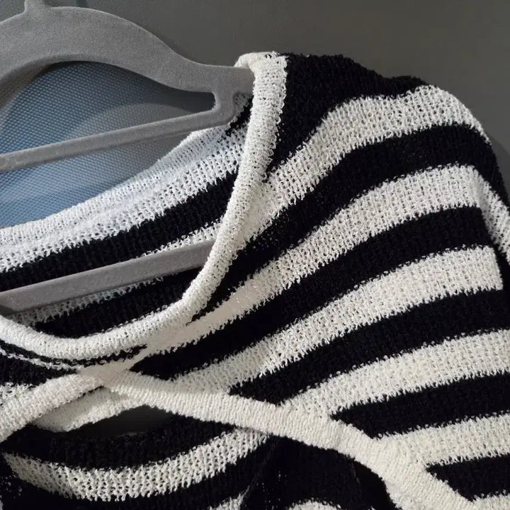 [BUNJANG] ADD Striped Tank Top and Cardigan Set / 에이디디 ADD 단가라 스트라이프 나시 가디건 세트