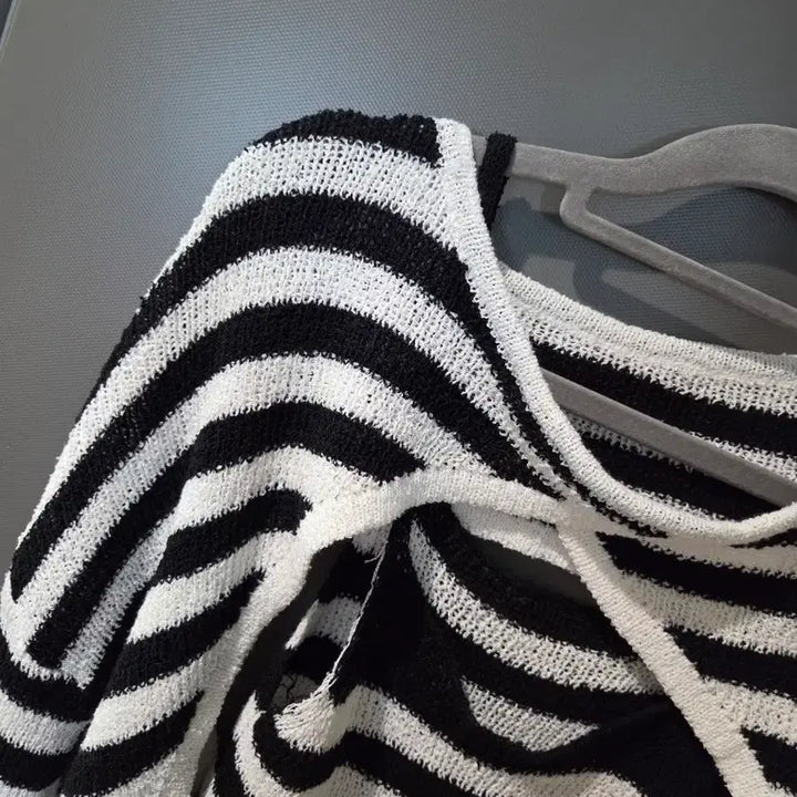 [BUNJANG] ADD Striped Tank Top and Cardigan Set / 에이디디 ADD 단가라 스트라이프 나시 가디건 세트
