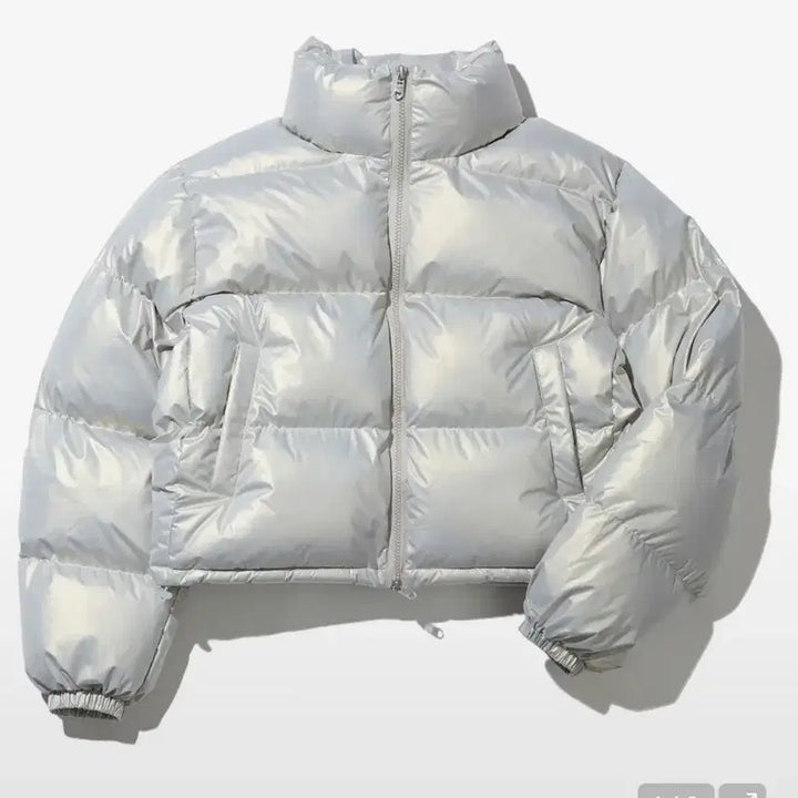 [BUNJANG] Bittercells Glossy Crop Puffer Jacket Silver / 비터셀즈 글로시 크롭 푸퍼 자켓 실버 패딩