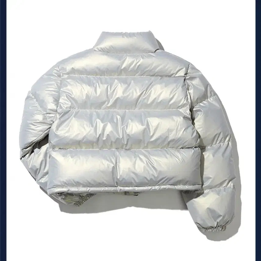 [BUNJANG] Bittercells Glossy Crop Puffer Jacket Silver / 비터셀즈 글로시 크롭 푸퍼 자켓 실버 패딩