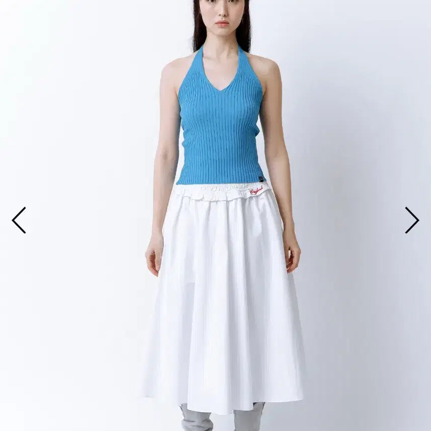 [BUNJANG] Ruffneck Flare Long Skirt White / 러프넥 플레어 롱 훌스커트 화이트