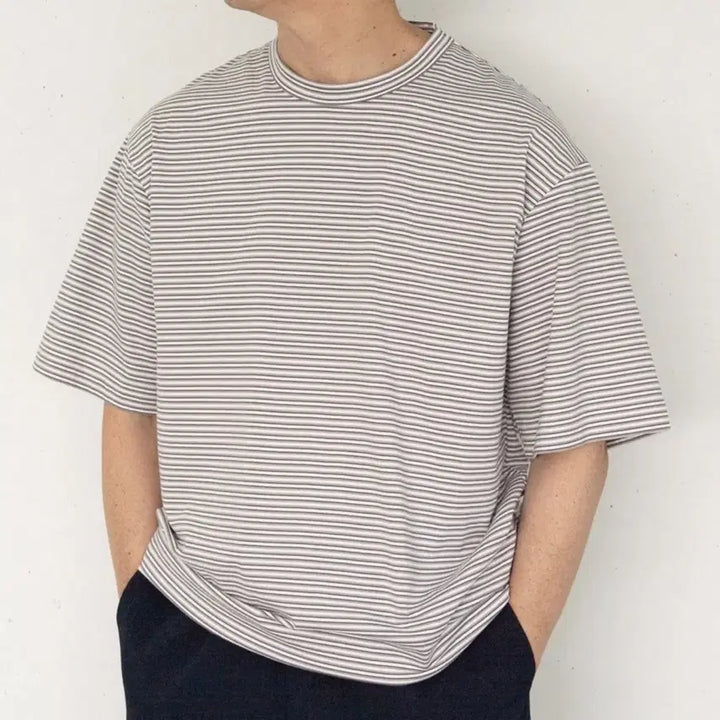 [BUNJANG] Still By Hand Stripe T-shirt Gray/White / 스틸바이핸드 스트라이프 티셔츠 그레이/화이트 2
